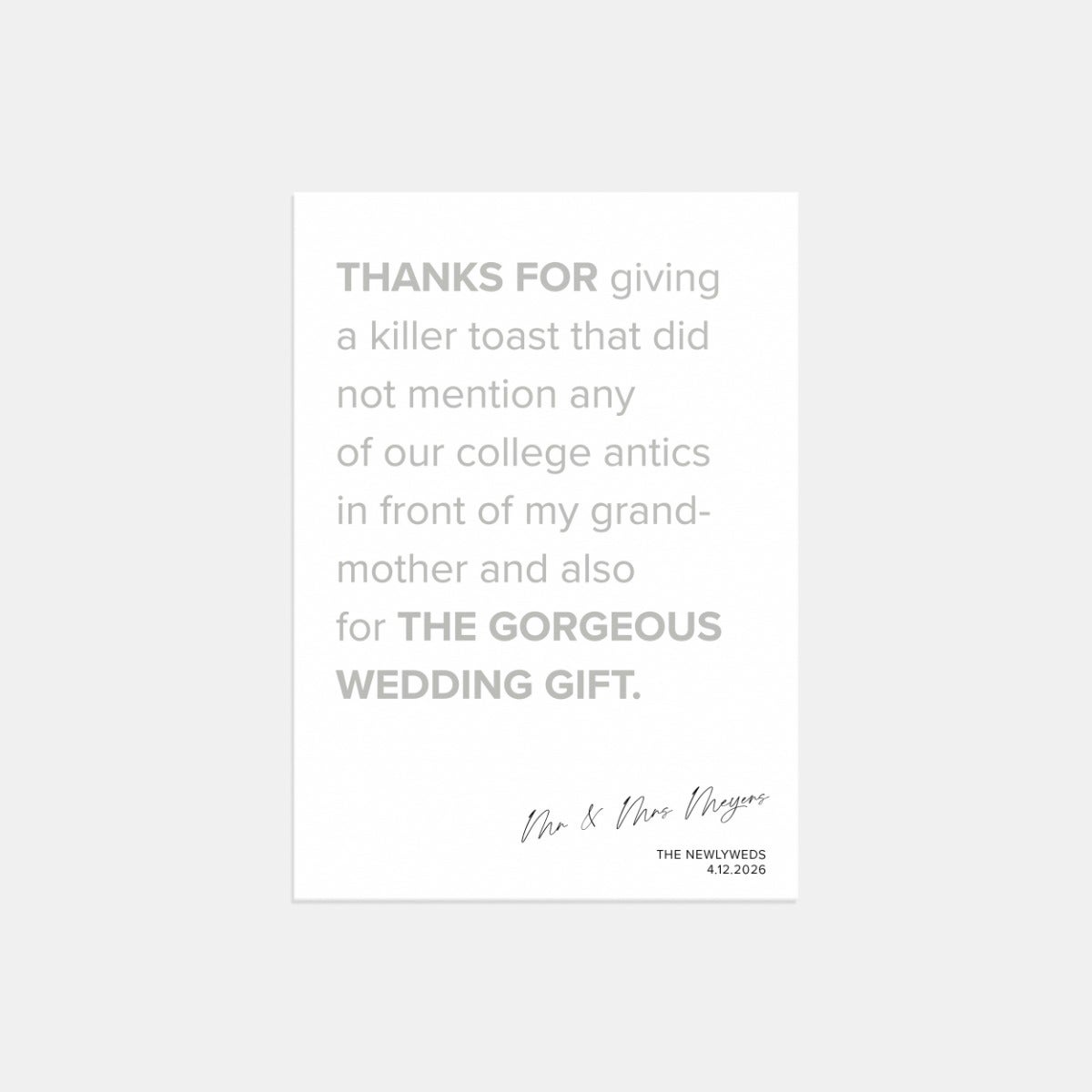 Thanks a Ton Personalized Thank You Card
