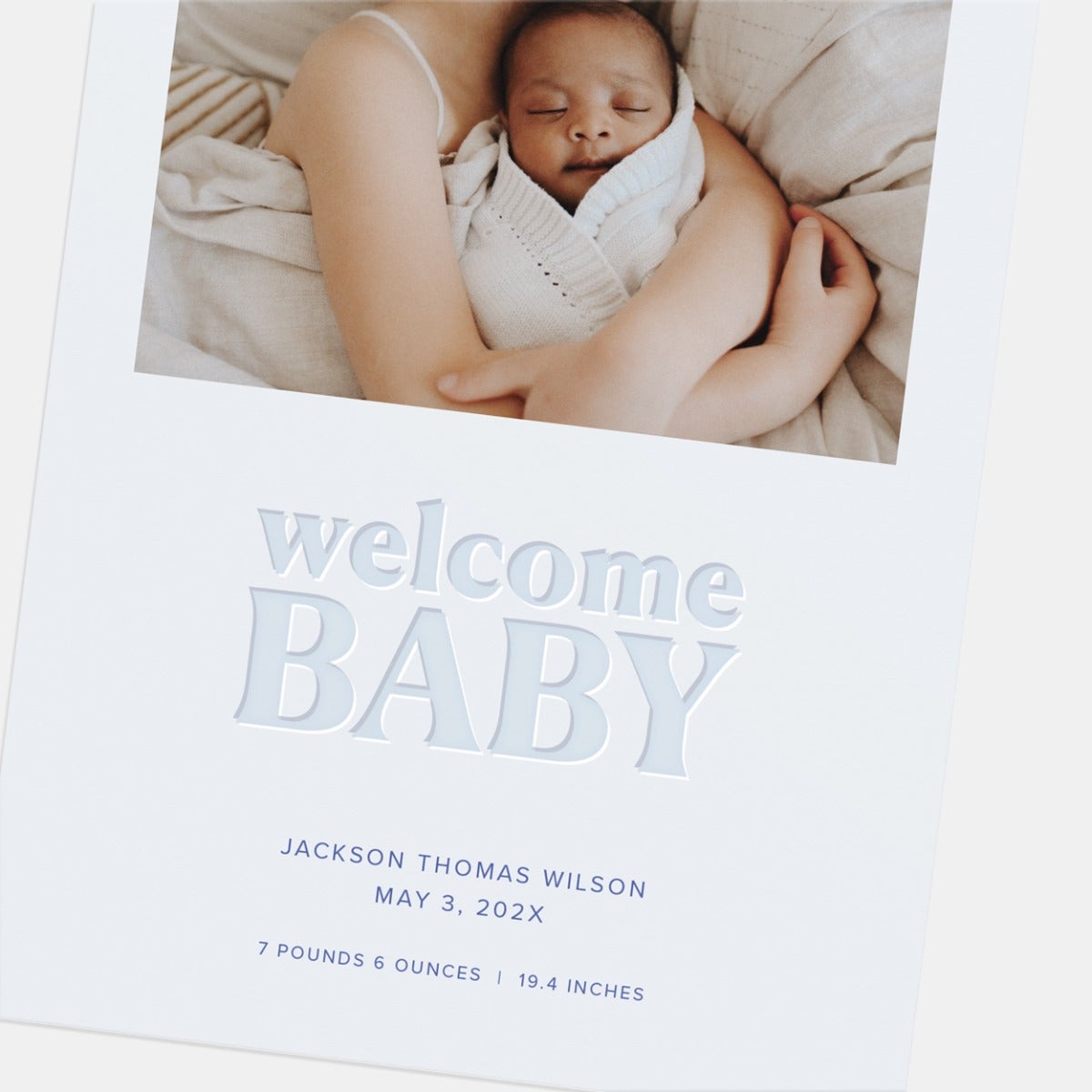 Debossed Welcome Birth Announcement