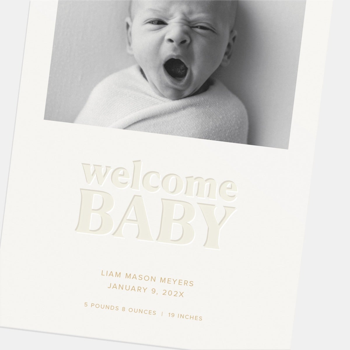 Debossed Welcome Birth Announcement