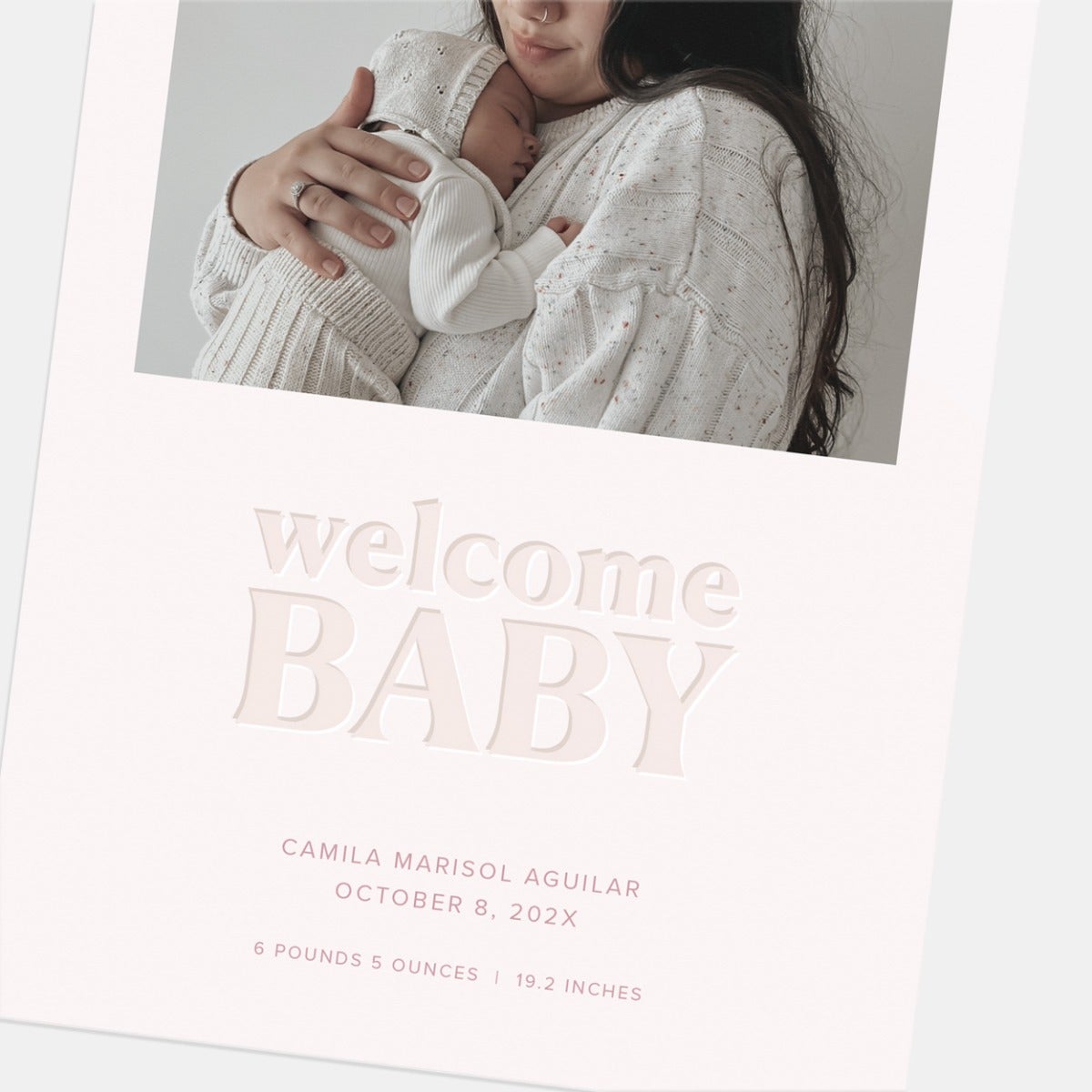 Debossed Welcome Birth Announcement