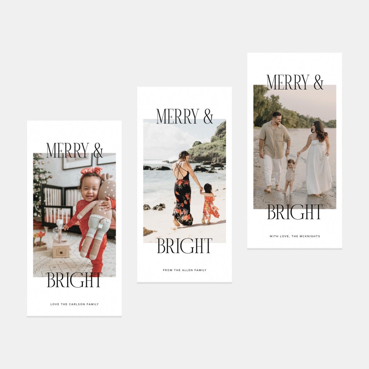 Stacked Merry & Bright Holiday Card