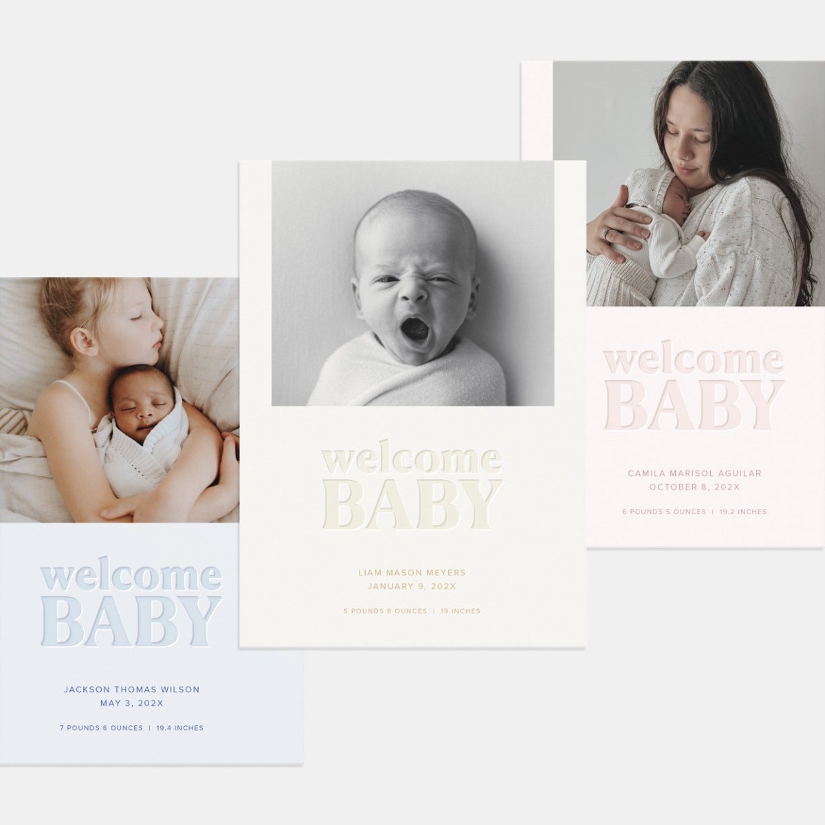 Debossed Welcome Birth Announcement by Artifact Uprising | Cards