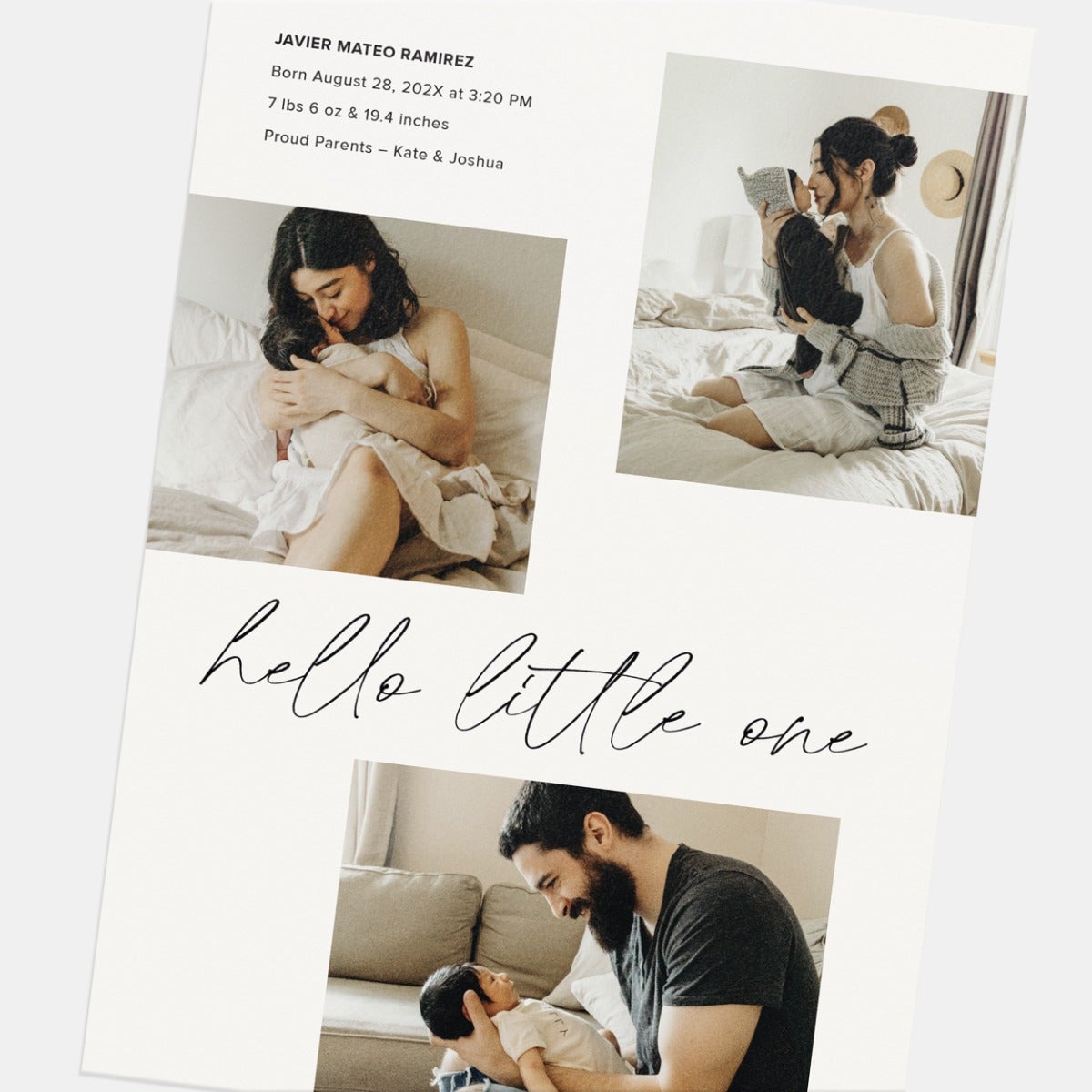 Hello Trio Newborn Announcement