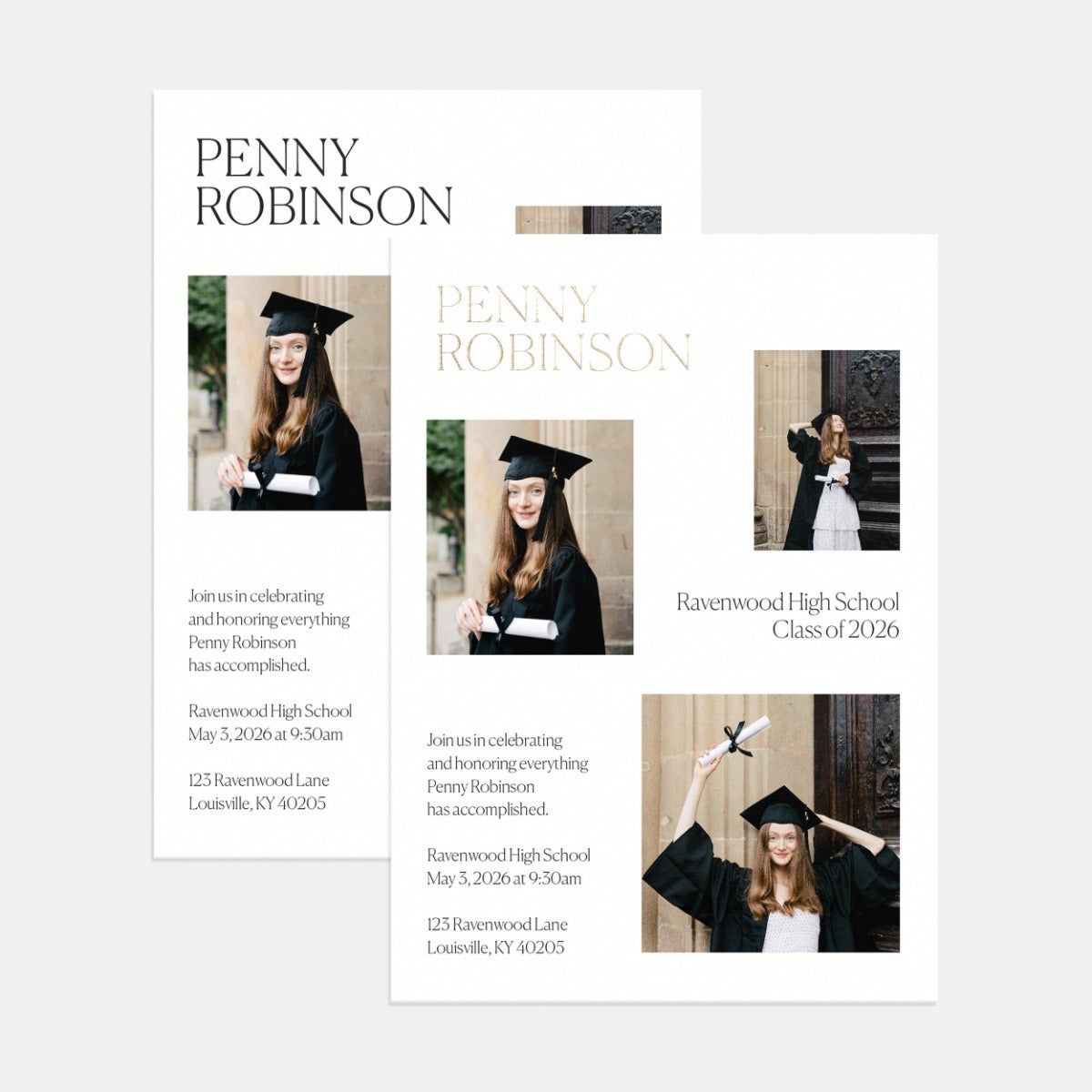 Classic Trio Graduation Announcement