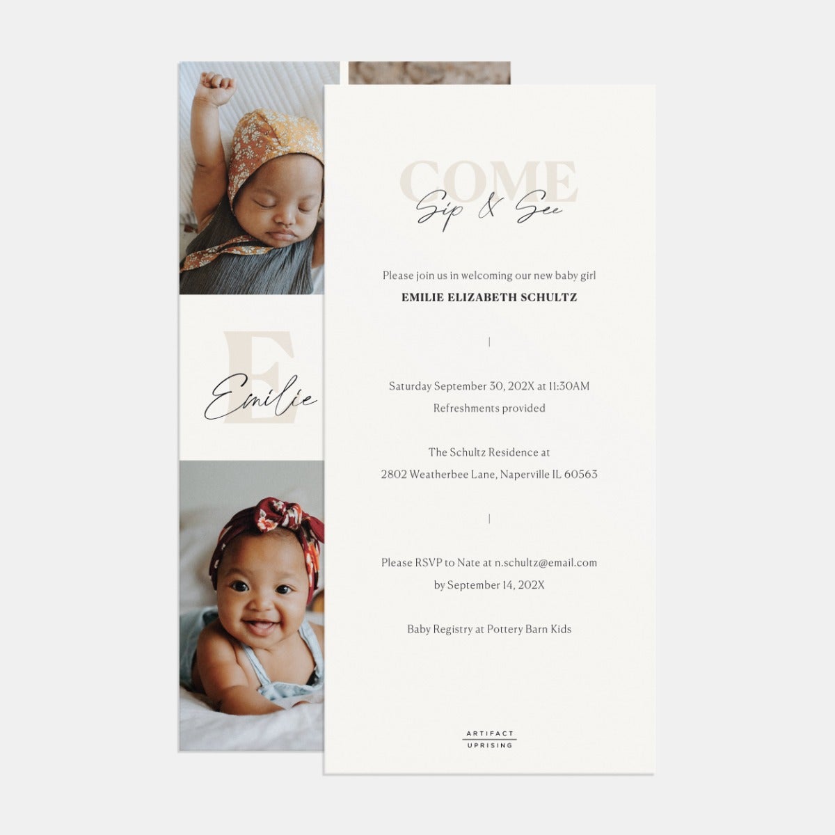 Monogram Birth Announcement