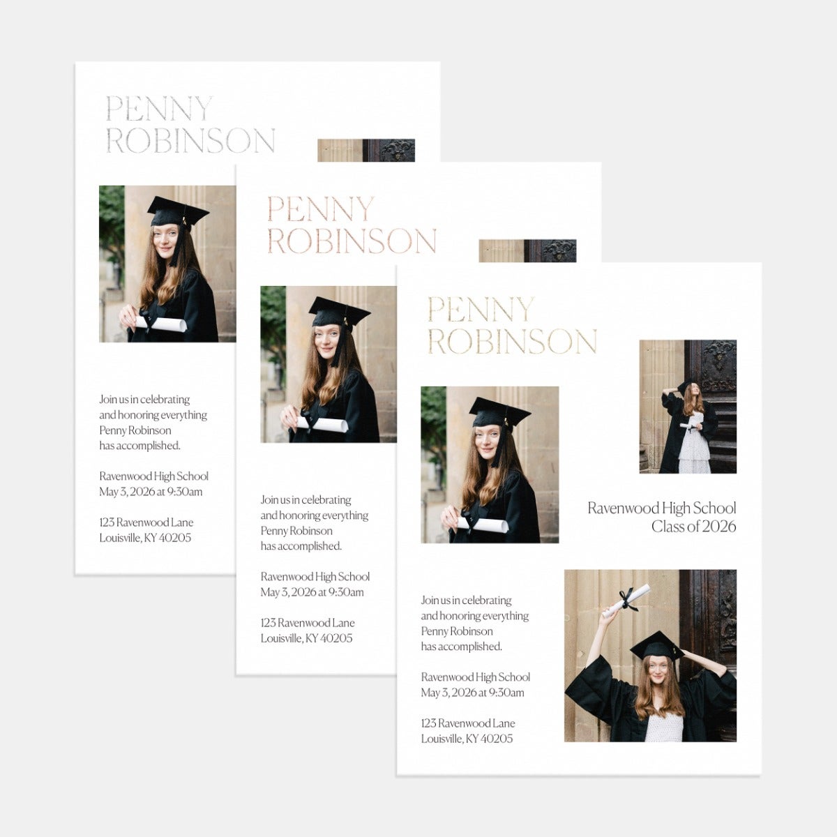 Classic Trio Graduation Announcement