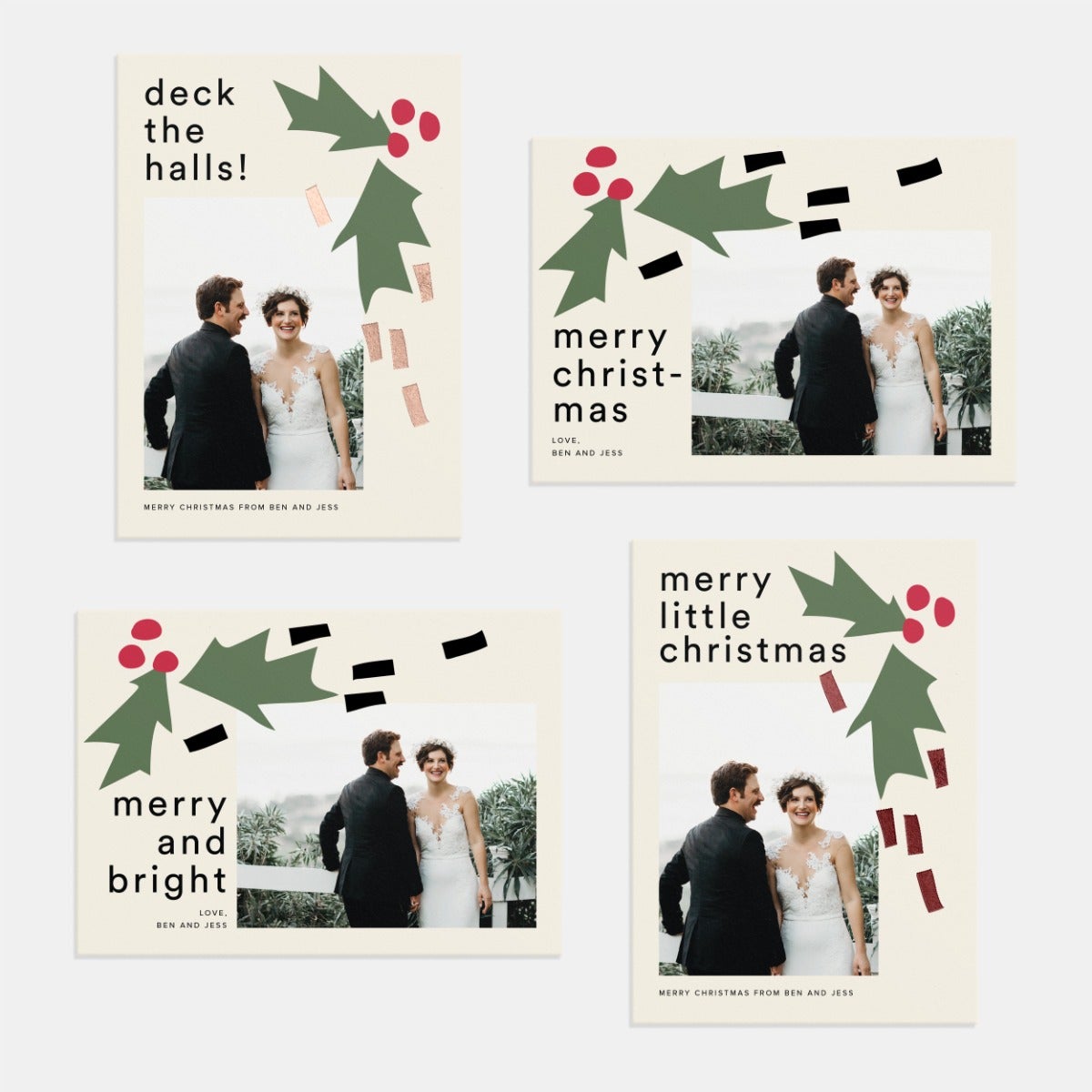 Abstract Holly Holiday Card