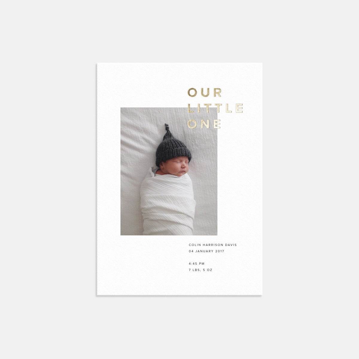 Our Little One Birth Announcement with Foil