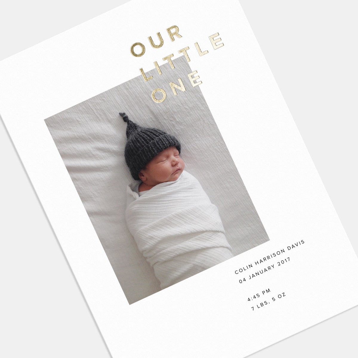 Our Little One Birth Announcement with Foil