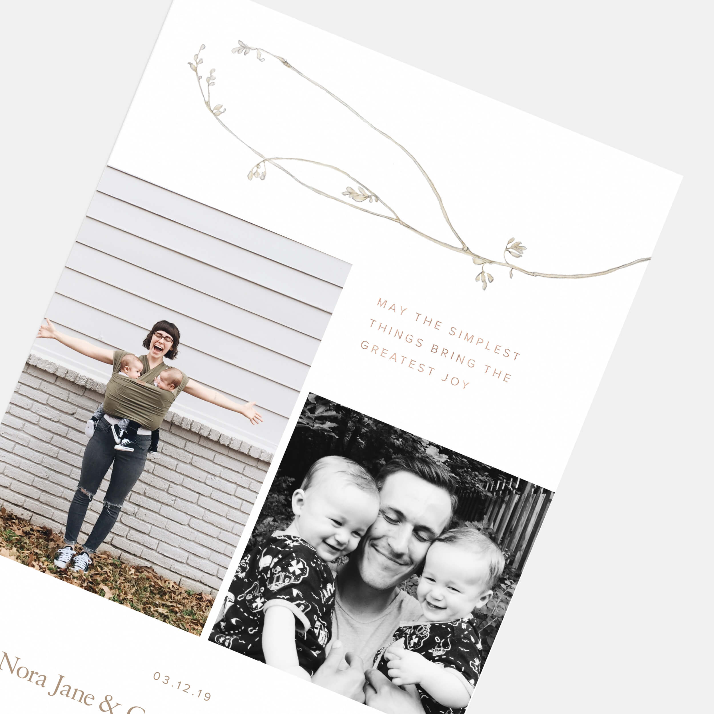 Duo-Image Botanic Birth Announcement