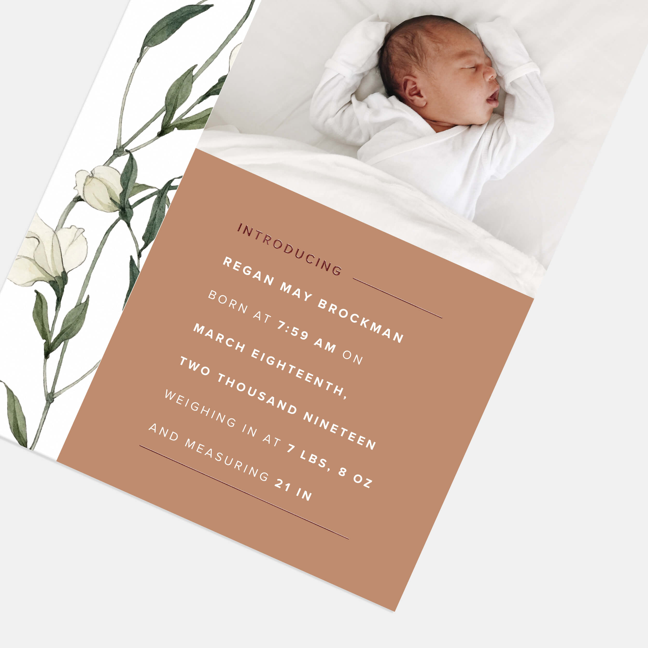 Modern Floral Baby Announcement