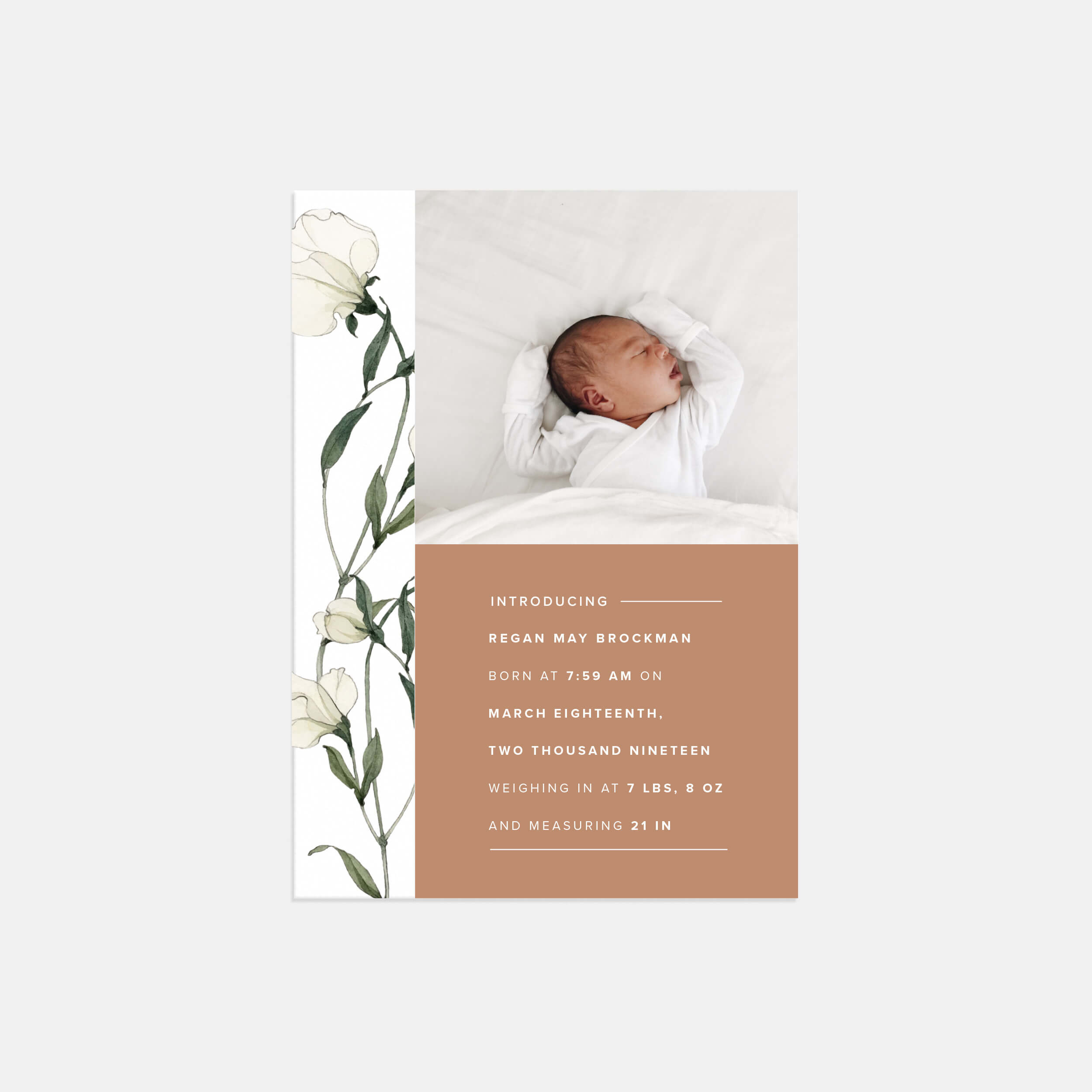 Modern Floral Baby Announcement by Artifact Uprising | Cards