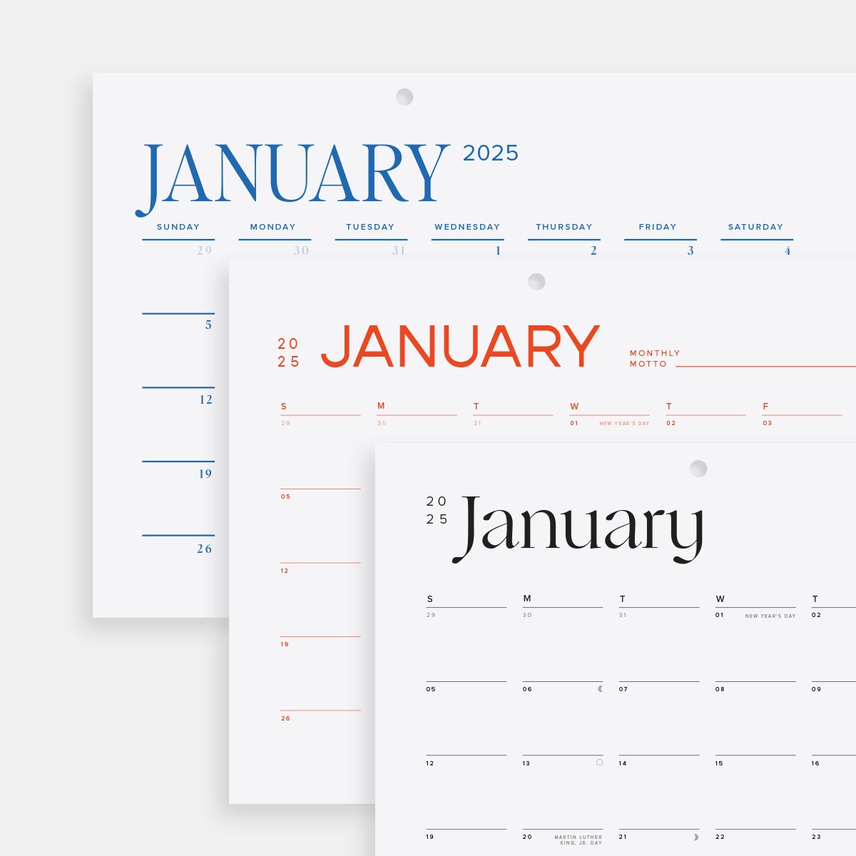 Modern Wall Calendar Refill Pack