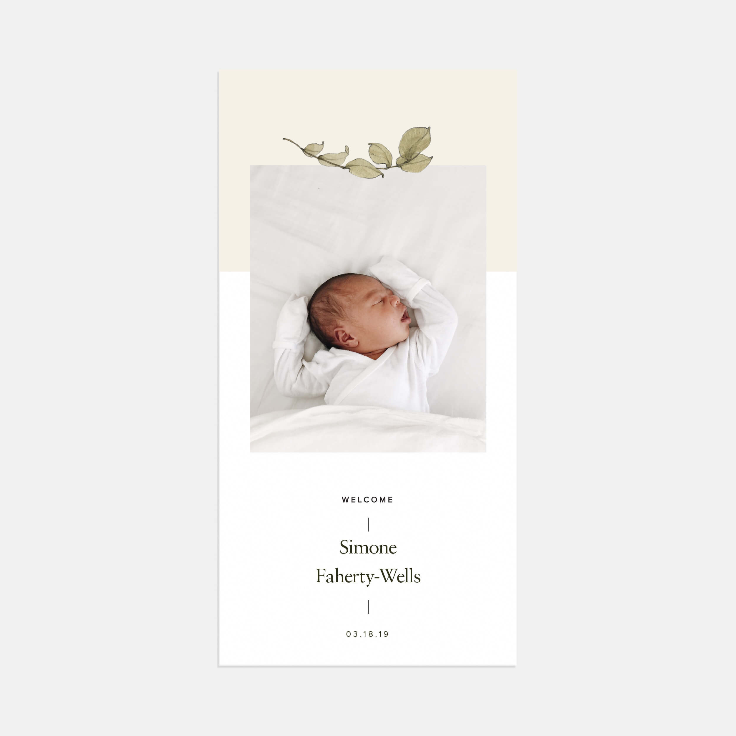 Two-Toned Greenery Birth Announcement by Artifact Uprising | Cards