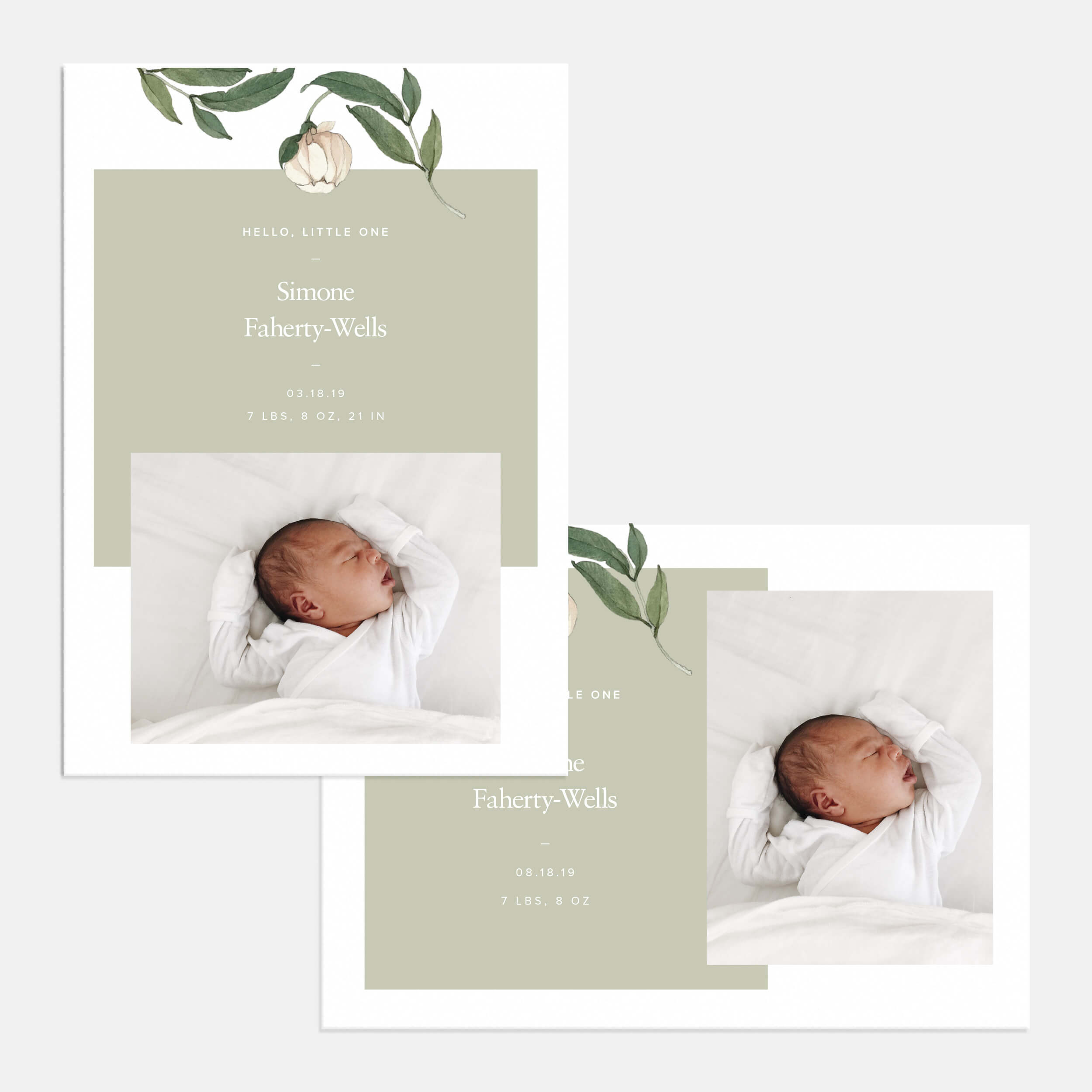 White Botanic Birth Announcement